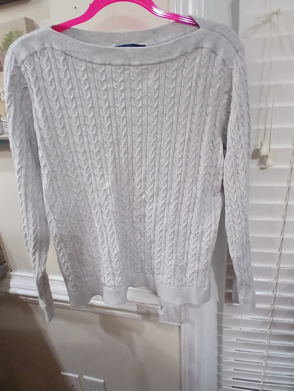 Tommy Hilfiger Gray Cable Knit Boat Neck Pullover Sweater L/G